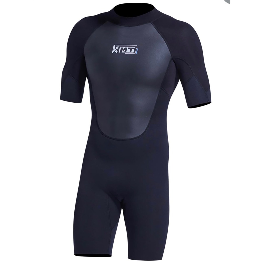 KMT Wetsuit Shorty Mens Medium Tall Black Excellent 2mm Back Zip High-Elasticity
